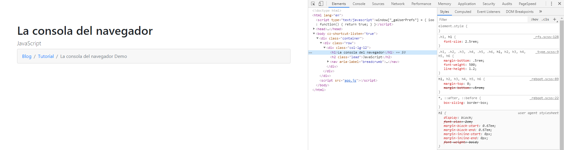 Modificar el HTML y CSS desde la consola del navegador