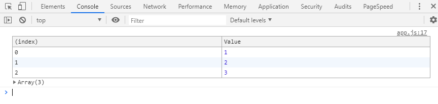 Mostrar los valores de un array en formato table en la consola del navegador