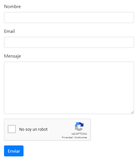 Google reCAPTCHA - No soy un robot dentro del formulario