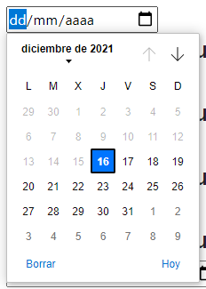Campo de texto tipo fecha