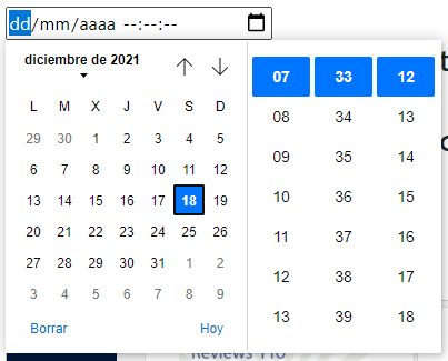Seleccionar fecha y hora