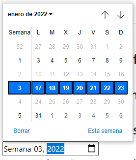 Seleccionar semana
